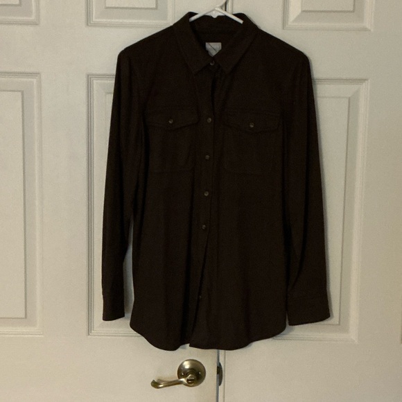Chico's Rich Brown Button-Down Shirt - Picture 1 of 6